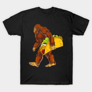 Bigfoot Carrying Taco Cinco de Mayo T-Shirt